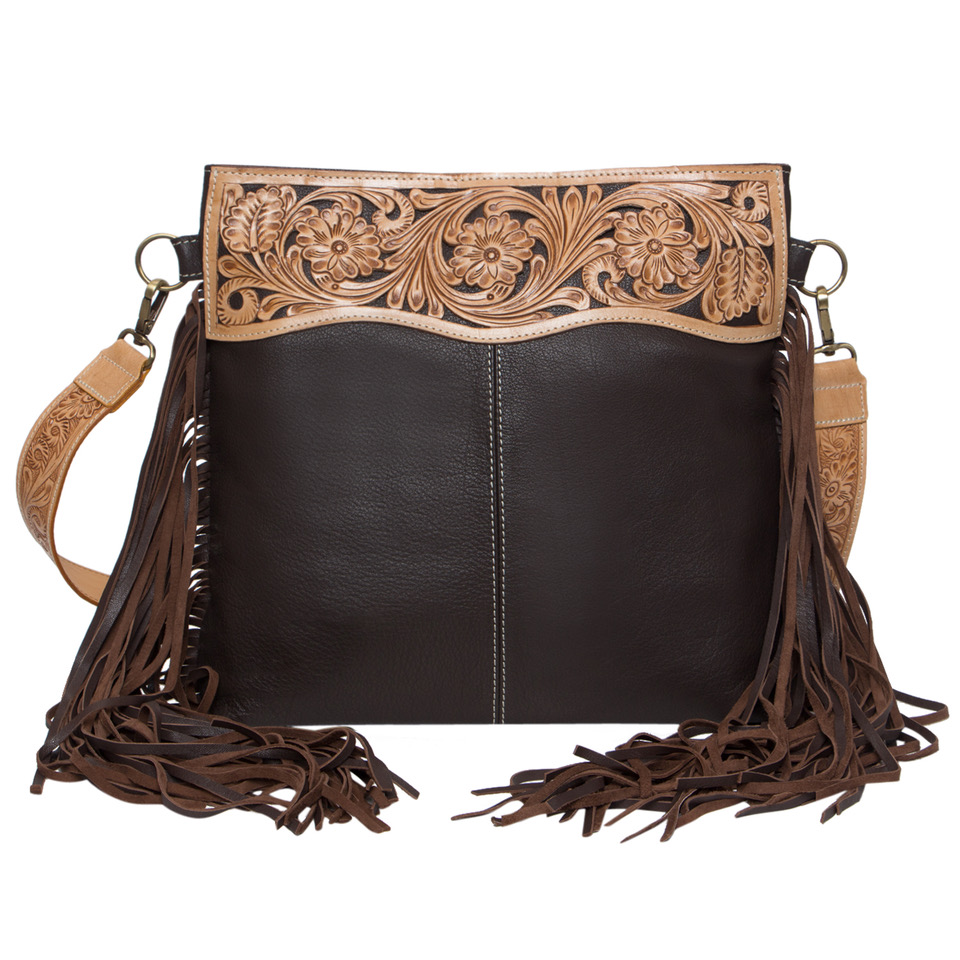 Buy Tooling Leather Medium Sling Cowhide Bag Online - Cowhide Bags